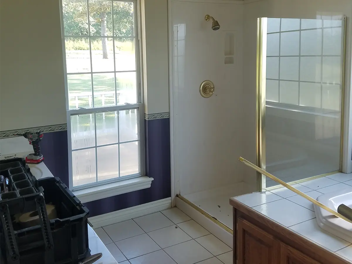 A bathroom remodel in progress