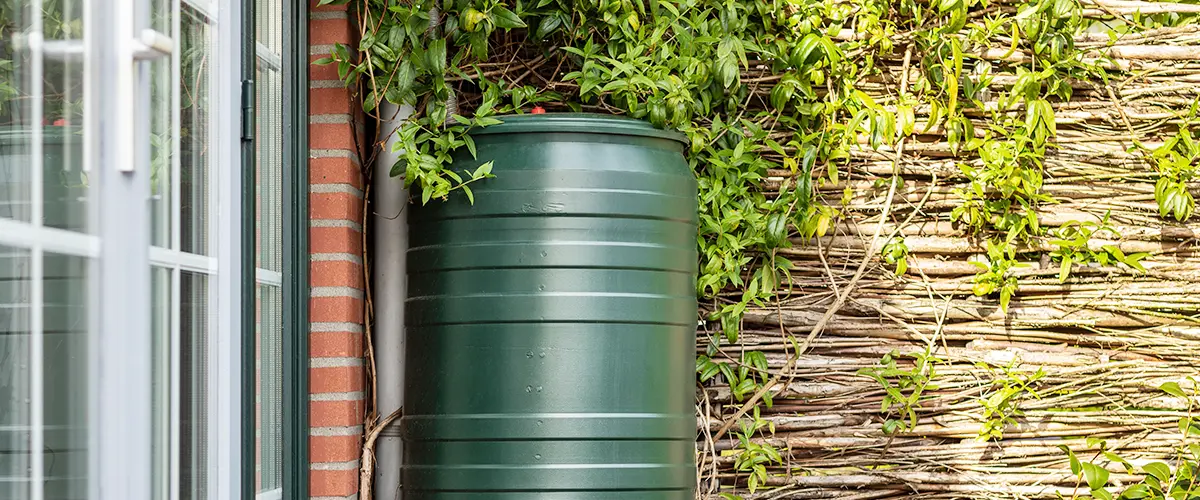 A Green Rain Barrel To Collect Rainwater