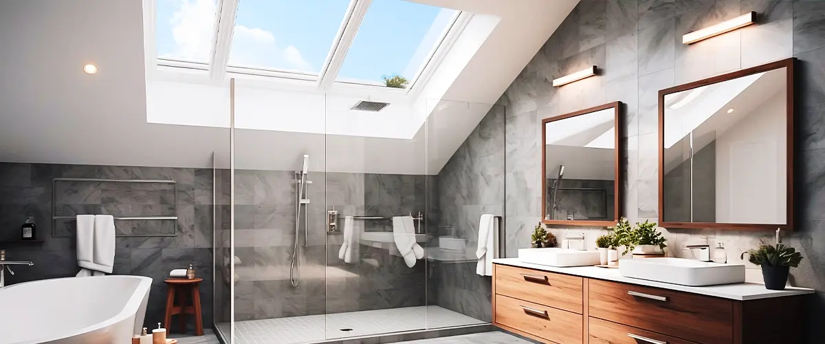Interior Of A Bathroom With Skylight Window